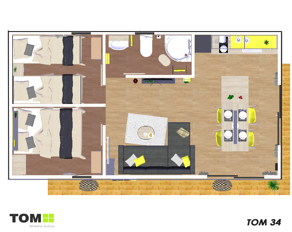 TOM 34 Mobilna kućica tlocrt